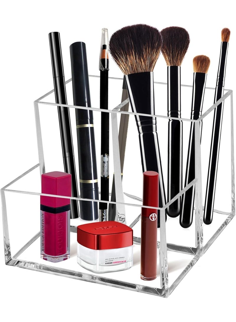 Cosmetic organizer , Pen Holder,Desk Organiser,Makeup Brush Holder , 3 Slot Acrylic Storage, Large Makeup Brush Holder Organizer for Bathroom, Vanity, Dressing Table, Office desk - Image 1